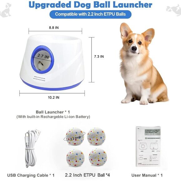 Automatic Dog Ball Launcher, Upgraded Interactive Dogs Balls Thrower for Small D - Picture 3 of 7